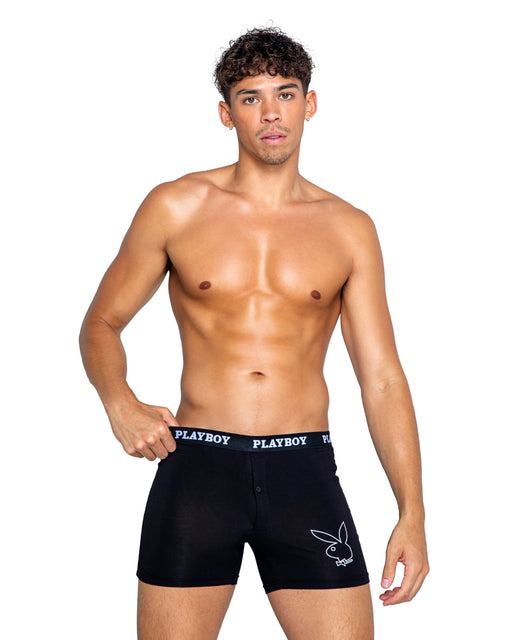 PBLI143 - Playboy Mens Tuxedo Modal Classic Boxer Briefs - Black/White / L - image 1