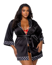 PBLI150 - Playboy Bunny Smoke Lounge Robe - Black / One Size - image 2