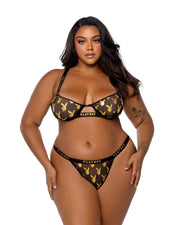 PBLI156 - Playboy Foiled Bunny 2pc Set - Black/Gold / Large - image 2