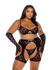 PBLI160 - Playboy Flocked Bunny Chaps - Black / Large - image 1