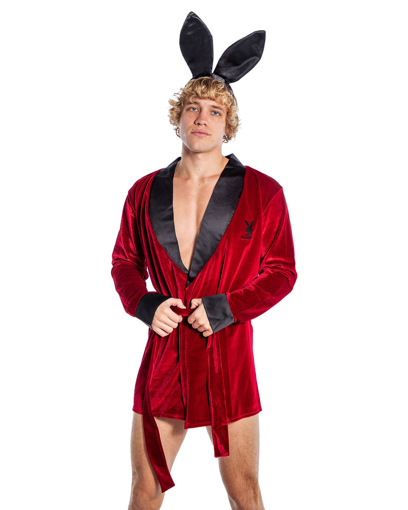 PBLI167 - Playboy Mens Smoke Lounge Robe - Red / L/XL - image 1