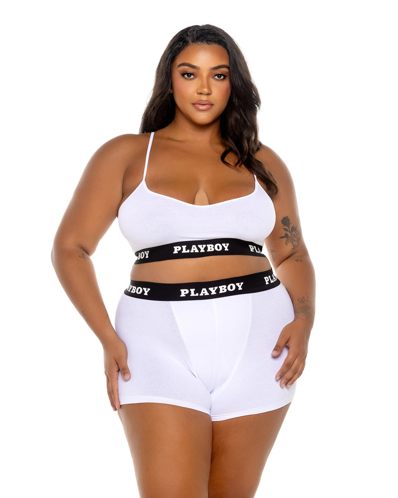 PBLI172 - Playboy Bunny Sport Lounge Bralette 2pc Set - Black / Large - image 2