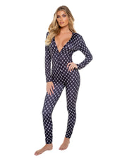 PBLI173 - Playboy Bunny Cozy Lounge Union Suit - Black/White / L/XL - image 1