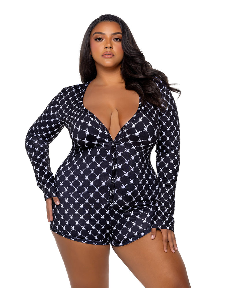 PBLI174 - Playboy Bunny Cozy Lounge Romper - Black / L/XL - image 2