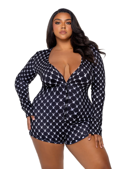 PBLI174 - Playboy Bunny Cozy Lounge Romper - Black / L/XL - image 2