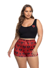 PBLI180 - Sweetheart Bunny 2pc Lounge Short Set - Red/Black / L/XL - image 2