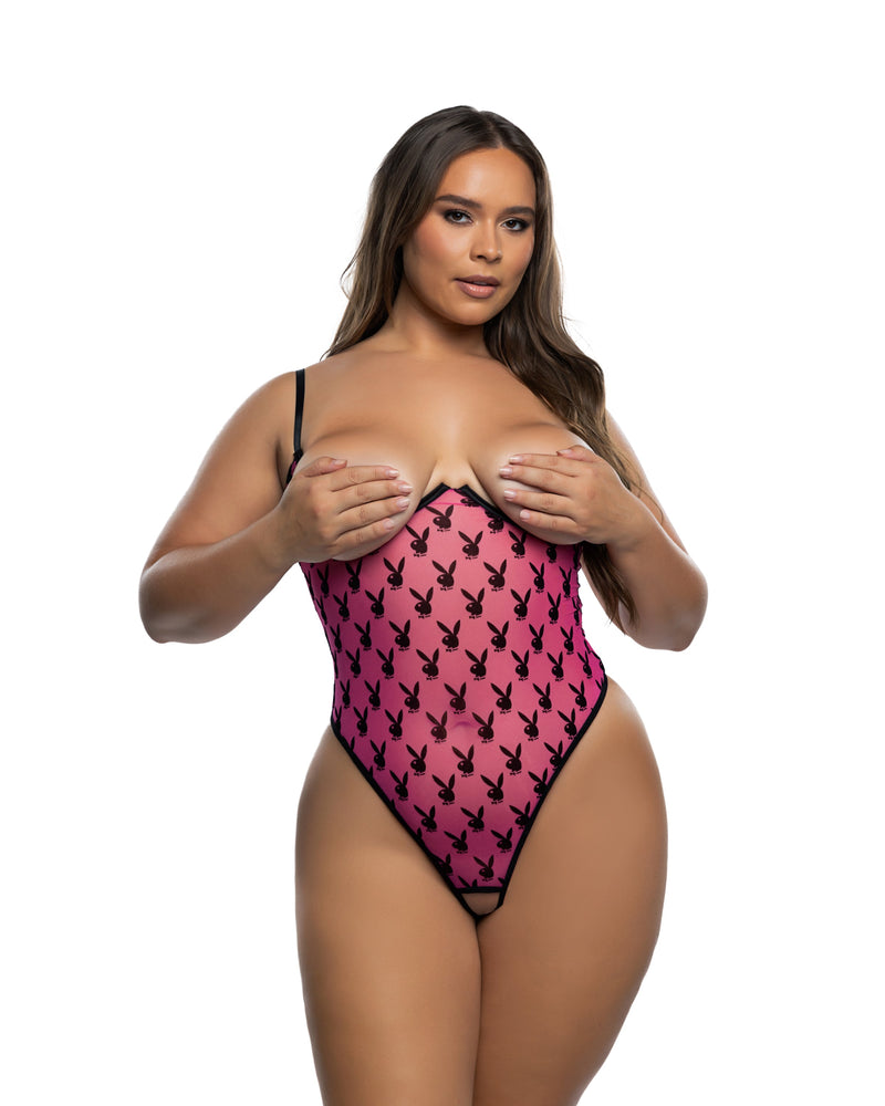 PBLI191 - Ravishing Bunny Crotchless Teddy - Hot Pink / L/XL - image 2