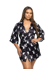 PBLI196 - Chill Bunny Robe - Black/White / O/S - image 1