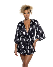 PBLI196 - Chill Bunny Robe - Black/White / O/S - image 3