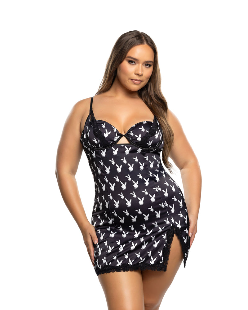 PBLI198 - Lounge Bunny Chemise - Black/White / L - image 2