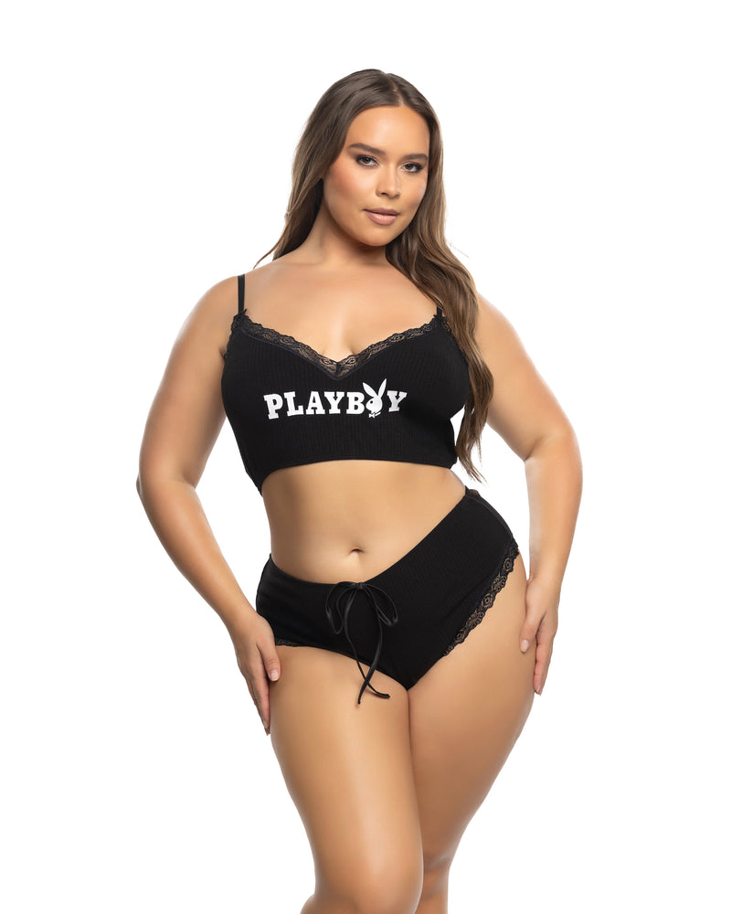PBLI202 - Comfy Bunny 2pc Cropped Cami Set - Black / L/XL - image 1