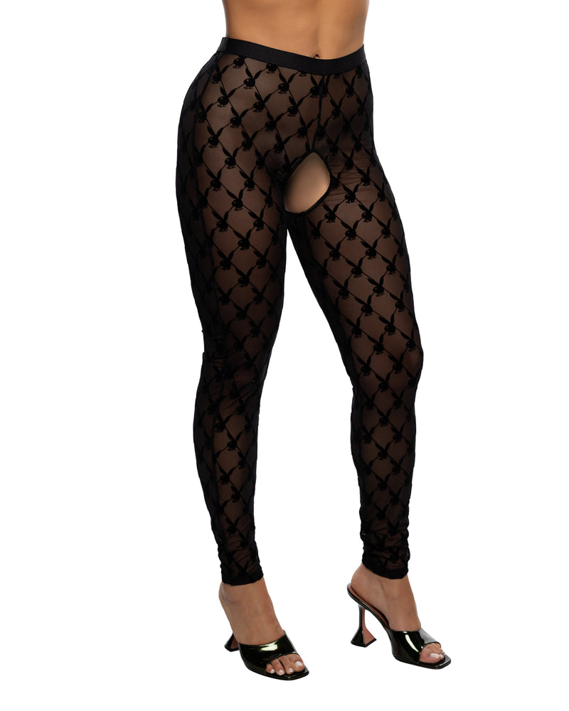 PBLI223 - Burnout Bunny Footless Tights - Black / O/S - image 1