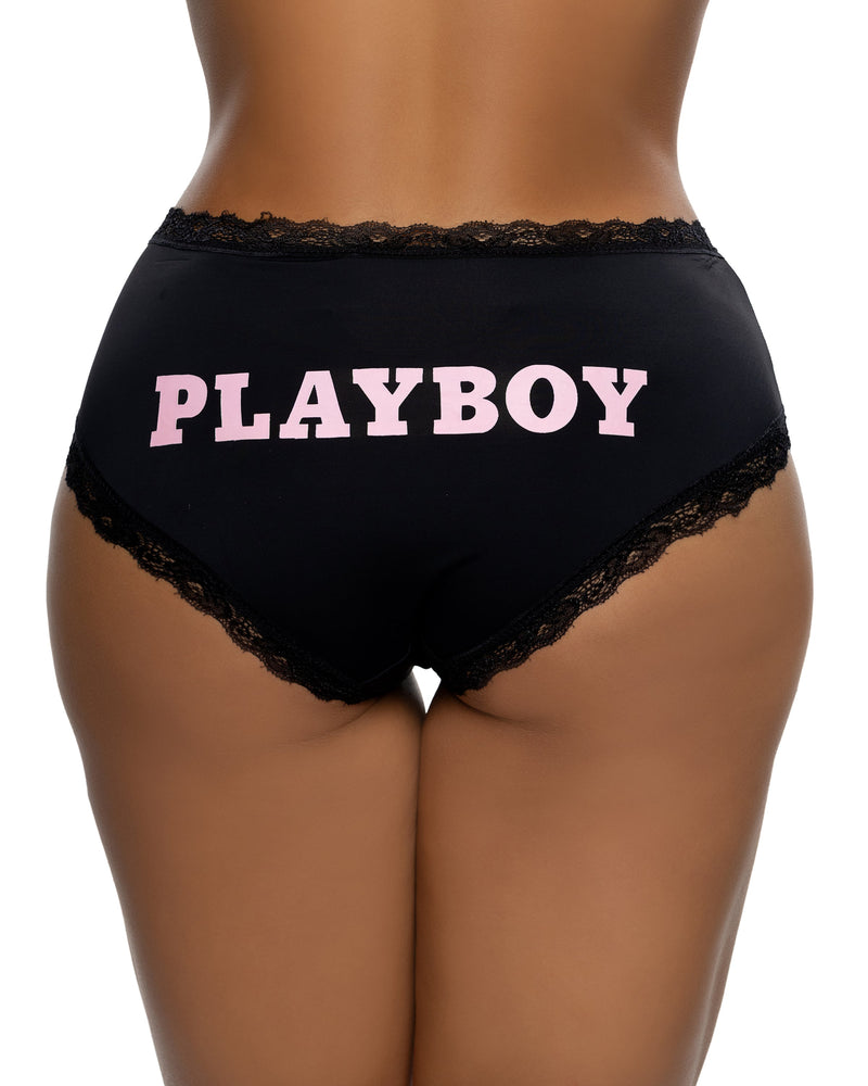 PBLI232 - Ultra Soft Playboy Panty - Black/Pink / L/XL - image 1