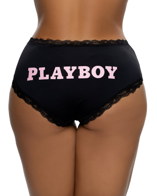 PBLI232 - Ultra Soft Playboy Panty - Black/Pink / L/XL - image 1