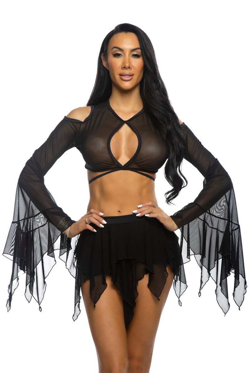 JR166 - Mesh Flow Skirt - Black / L/XL - image 2