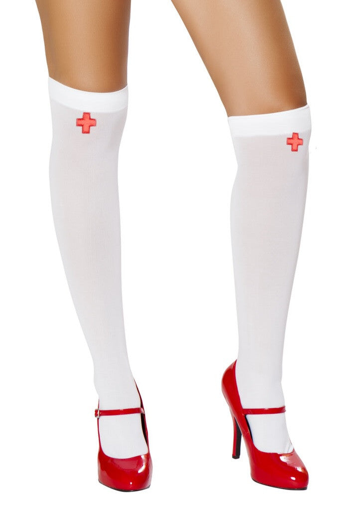 ST4758 - Nurse Stockings - White/Red / O/S - image 1