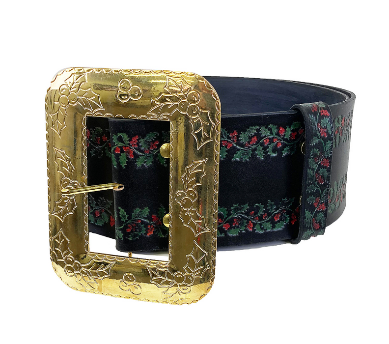 Deluxe Leather Embossed Santa Belt with Cast Buckle | Costume-Shop.com