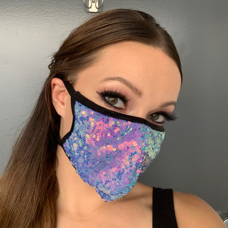 Sequin Face Mask - Baby Blue / O/S - image 1