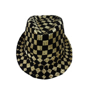 Checkerboard Sequined Fedora Hat - Red - image 1