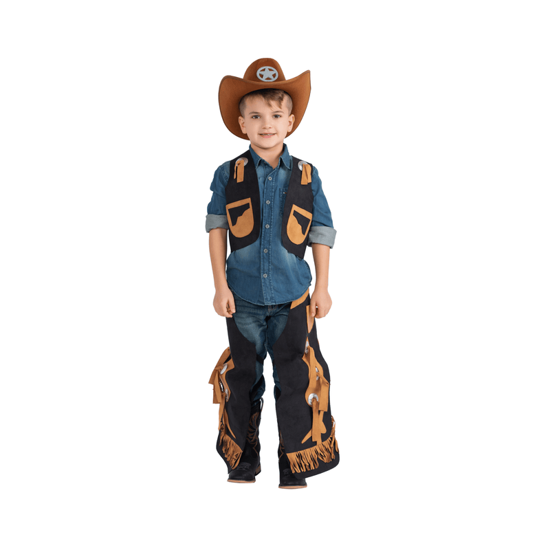 Cowboy Chaps and Vest - Large (12-14) / Black - image 1