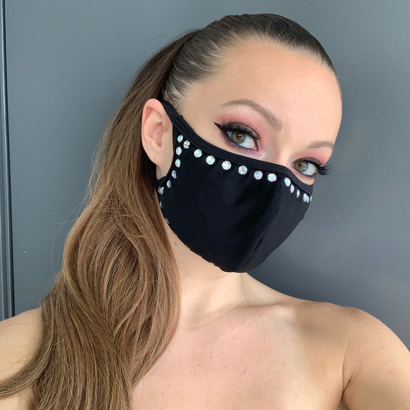 Face Masks with Rhinestones - Black / O/S - image 1