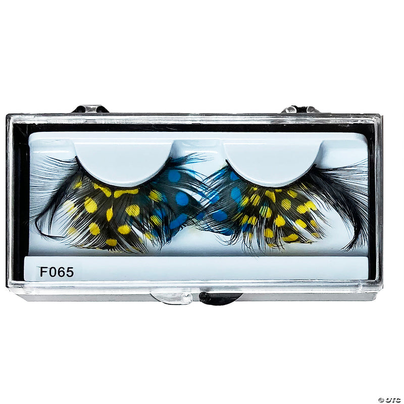 EYELASHES FEATHER YELLOW BLUE - image 1