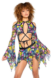 JR160 - Spandex/Mesh Flow Bodysuit - Butterfly / L - image 2