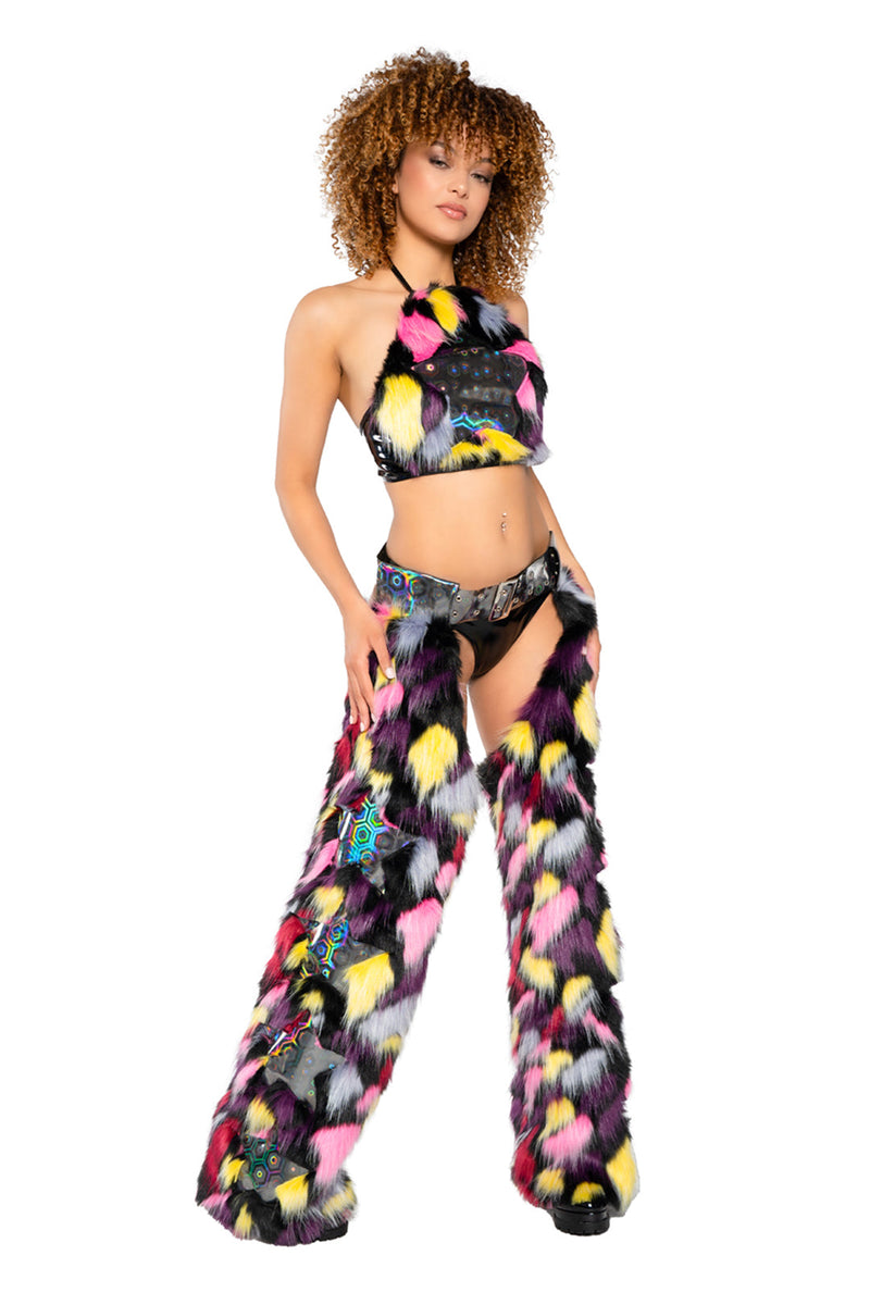 JR226 - Faux Fur/Vinyl Star Halter - Punk Princess / L/XL - image 1