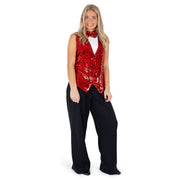 Sequin Vest with Bowtie - Adults - Red / Large - image 2