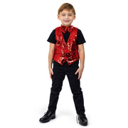 Sequin Vest with Bowtie - Kids - Red / Large - image 1