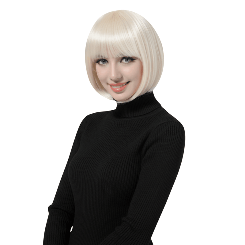 Short Bob Wig with Bangs - Auburn - image 4