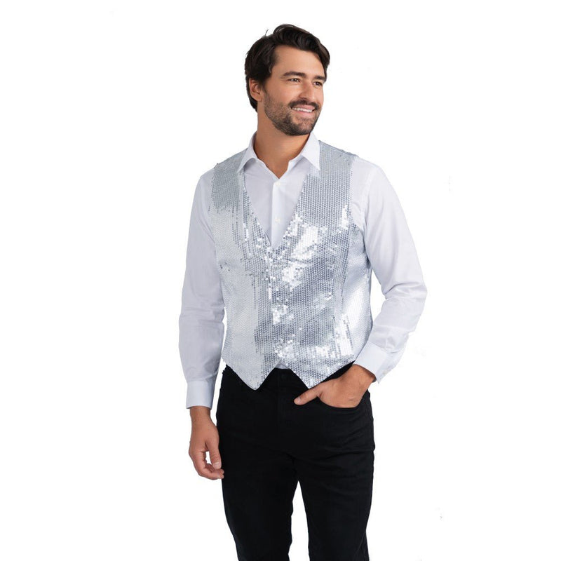Silver Sequin Vest - Adults - Large - image 1