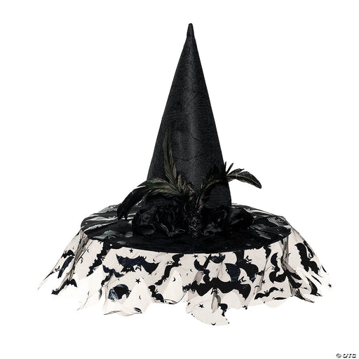 WITCH HAT DELUXE W VEIL BLK - image 1