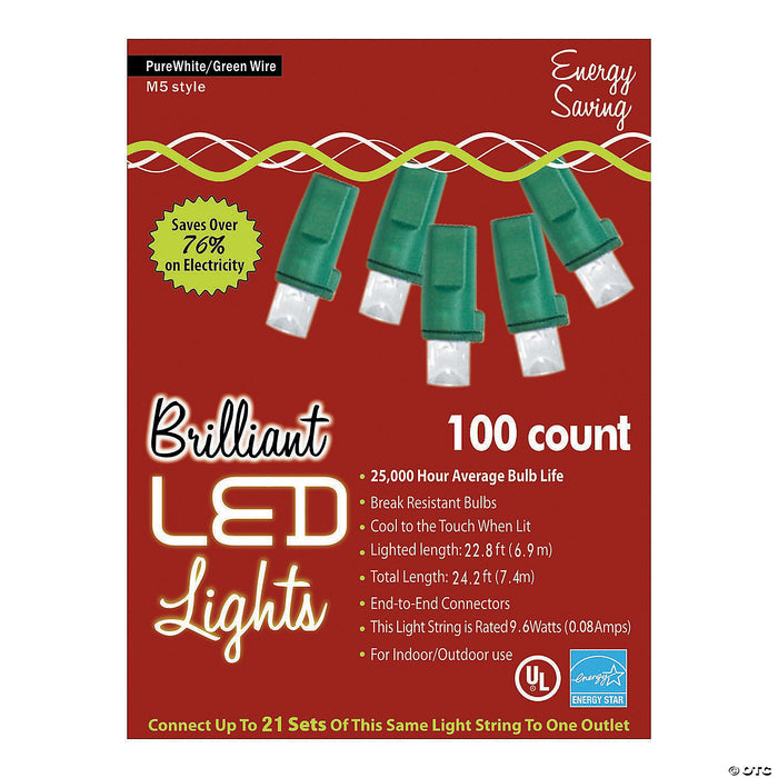 100-Count M5 White LED String Lights