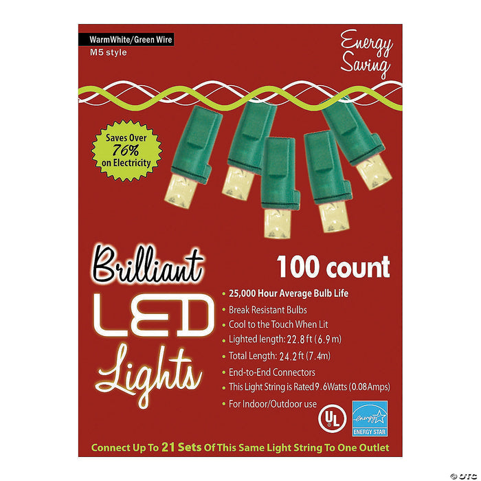 100L Warm White Holiday Lights - M5 Style