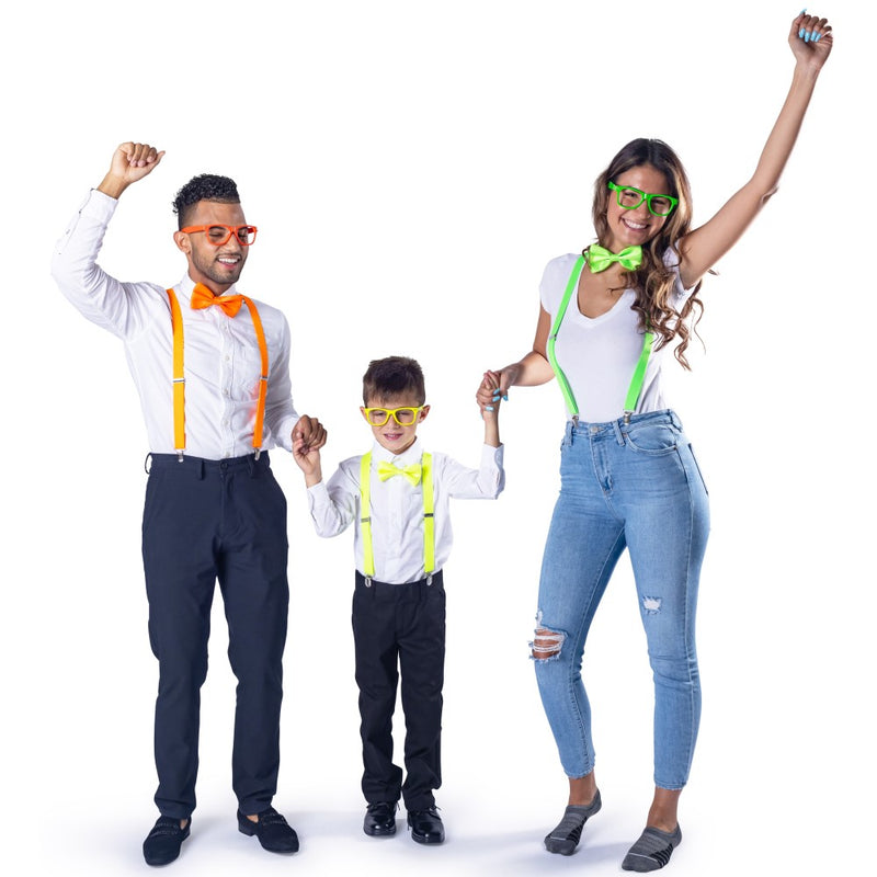 Neon Suspender, Bow-tie, Sunglasses, Accessory Set For Adults - Adults / Red - image 8
