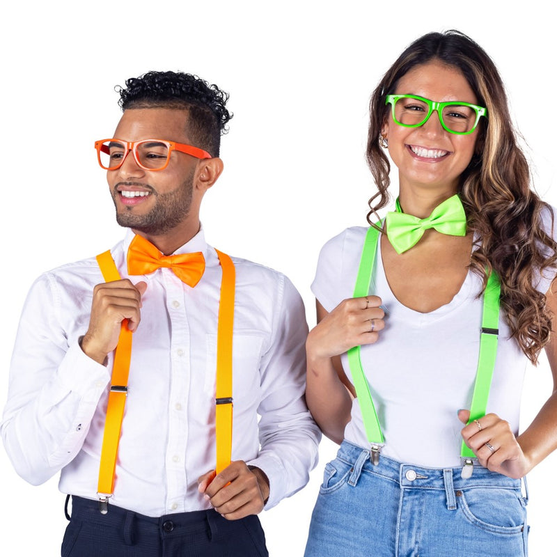 Neon Suspender, Bow-tie, Sunglasses, Accessory Set For Adults - Adults / Red - image 7
