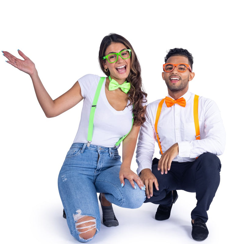 Neon Suspender, Bow-tie, Sunglasses, Accessory Set For Adults - Adults / Red - image 9