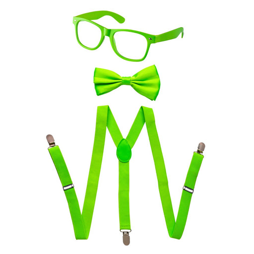 Neon Suspender, Bow-tie, Sunglasses, Accessory Set For Kids - Kids / Green - image 1