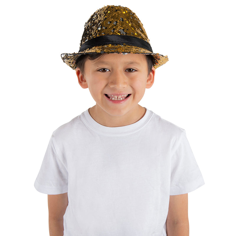 Sequin Party Fedora Hat | Costume-shop.com - Gold - image 4