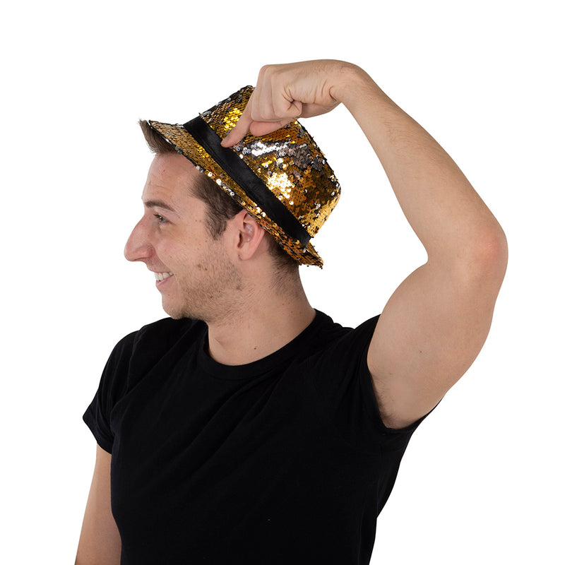 Sequin Party Fedora Hat | Costume-shop.com - Gold - image 6