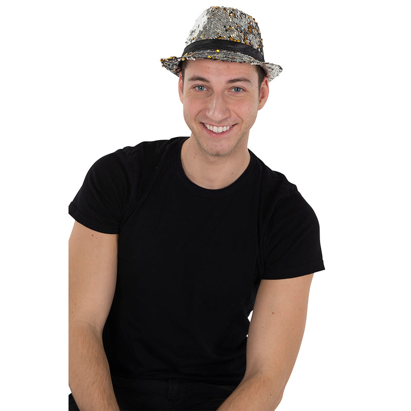 Sequin Party Fedora Hat | Costume-shop.com - Gold - image 2