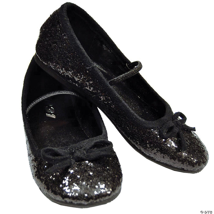 Kid’s Black Glitter Ballet Shoes - Size 13/1