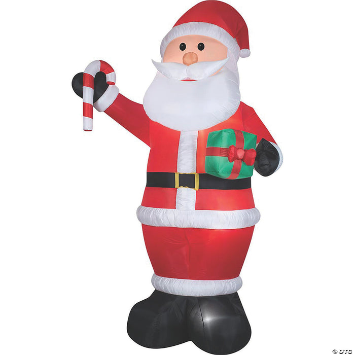 144" Blow Up Inflatable Santa with Gift & Candy Cane Outdoor Yard Decoration
