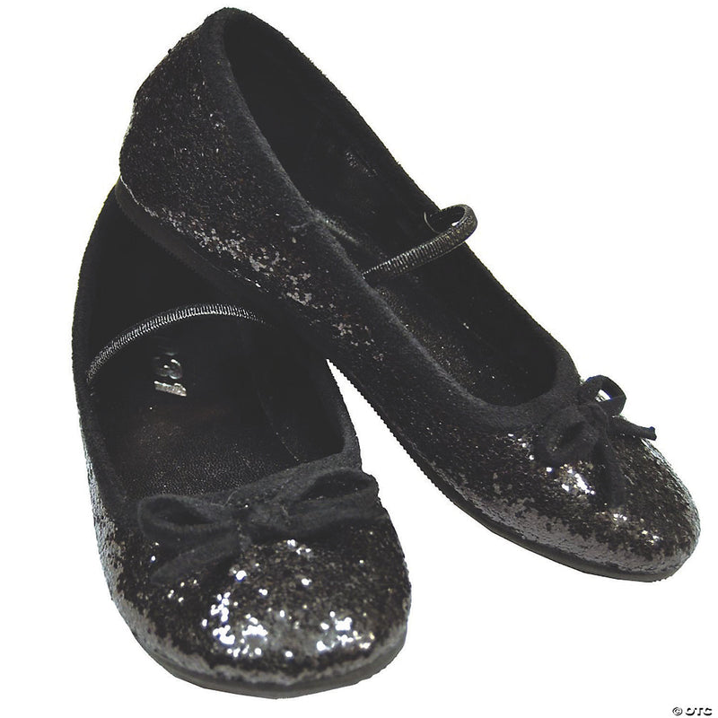 Kid’s Black Glitter Ballet Shoes | Costume-Shop.com - BLACK / 13-1 - image 1