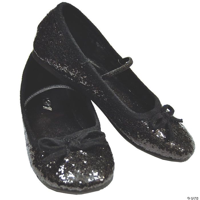 Kid’s Black Glitter Ballet Shoes | Costume-Shop.com