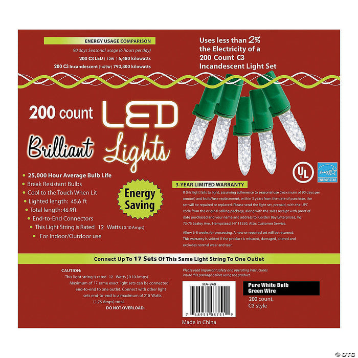 200L Pure White Holiday LED Lights - C3 Style