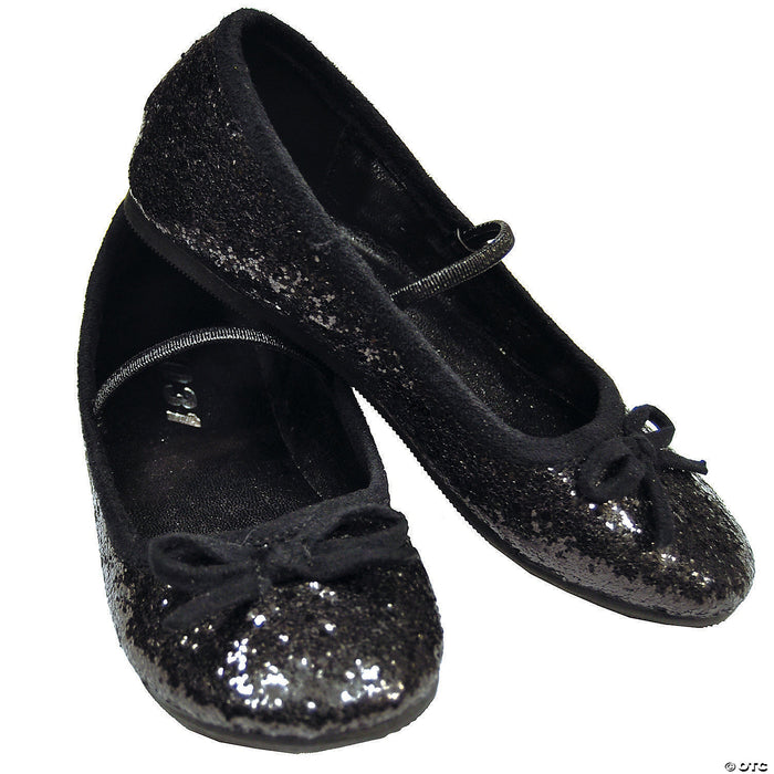 Kid’s Black Glitter Ballet Shoes - Size 2/3