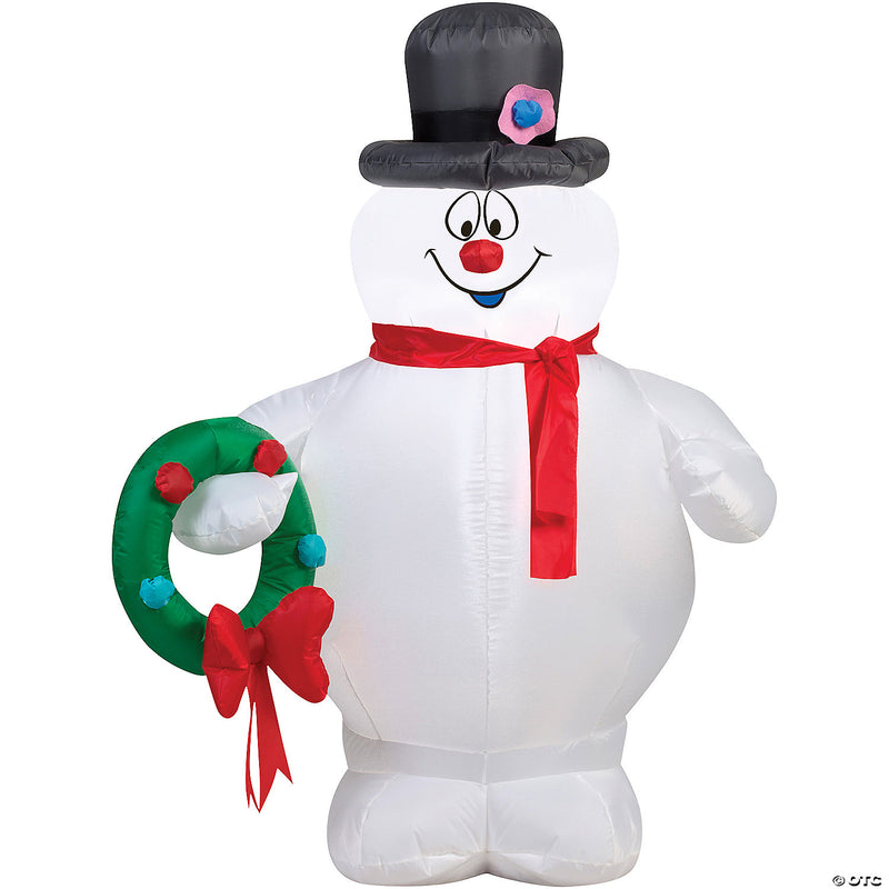 42" Blow Up Inflatable Frosty the Snowman Holding Wreath Outdoor Yard Decoration - image 1
