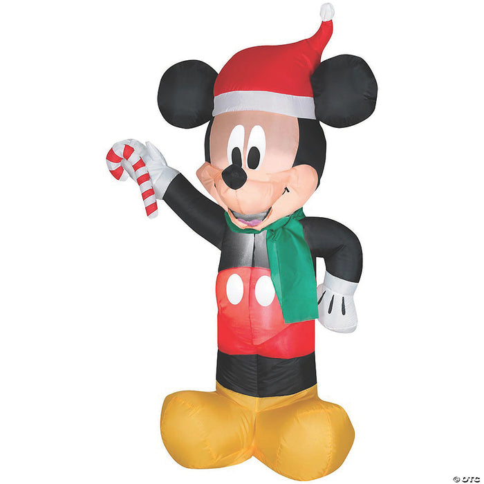 42" Blow Up Inflatable Mickey Mouse with Candy Cane Outdoor Yard Decoration